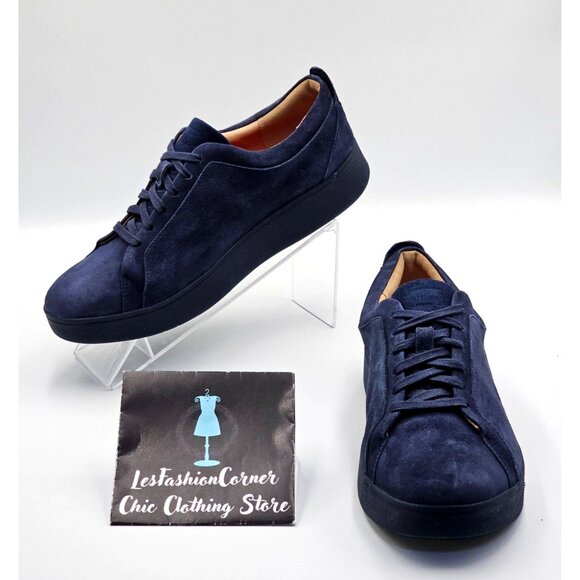 Fitflop Women's Navy Suede Rally Casual Comfortable Lace-Up Sneakers  Sz 8 2493 - Picture 1 of 16